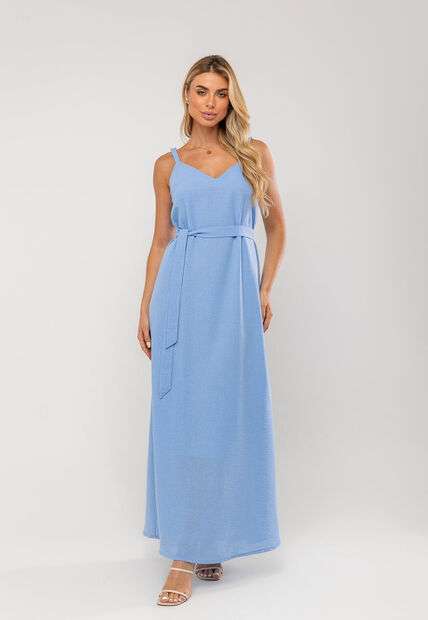 Image_Vestido Longo Com Faixa Na Cintura Azul Salvatore