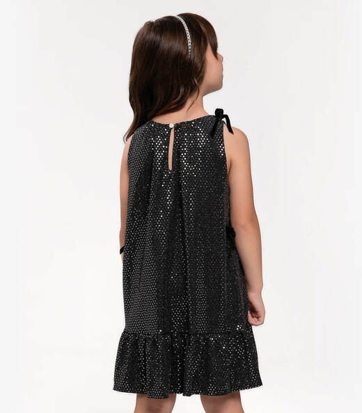 Vestido Infantil Em Lantejoula Trick Nick Preto