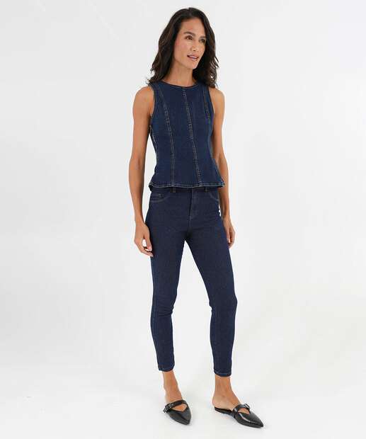 Blusa Feminina Peplum Jeans Marisa Azul