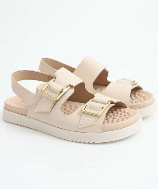 Sandália Flatform Feminina Fivela Modare Bege