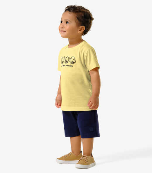 Conjunto Infantil Camiseta Com Bermuda Trick Nick Amarelo