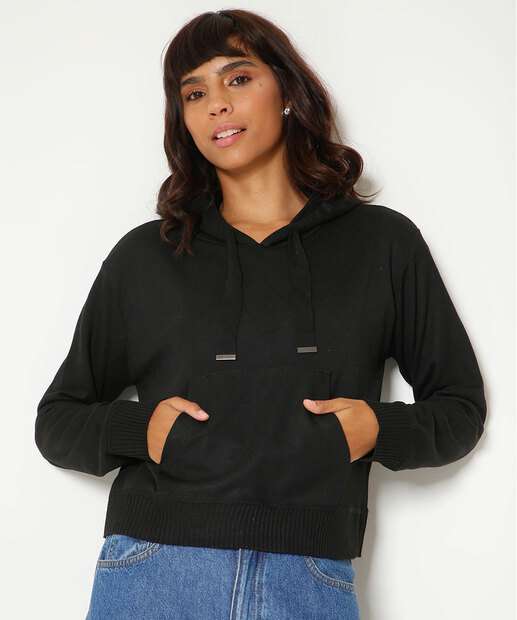 Suéter Feminino Bolso Capuz Marisa