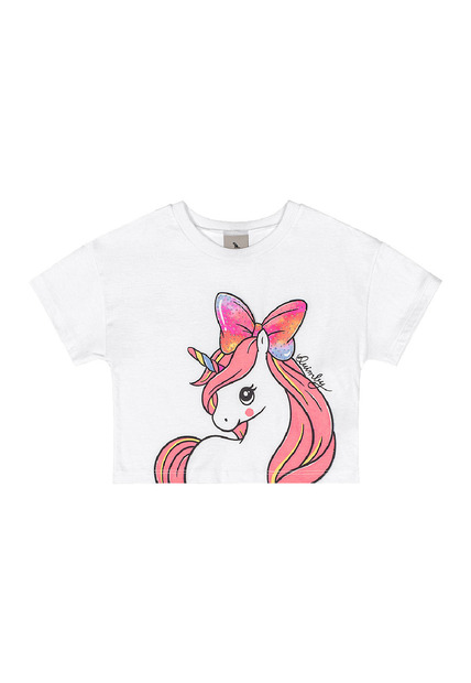 Conjunto Blusa Unicórnio Saia Quimby