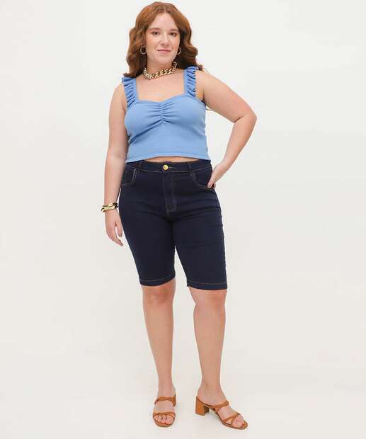 Bermuda Plus Size Feminina Jeans Ciclista 