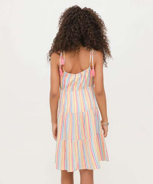Vestido Infantil Listrado Tam 10 a 16