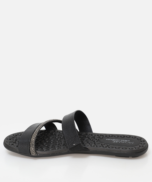 Rasteirinha Feminina Strass Modare Preto