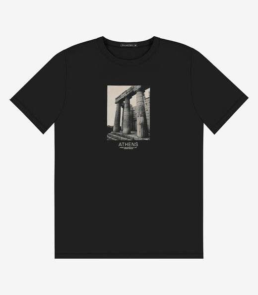 Camiseta Masculina em Meia Malha Diametro Preto