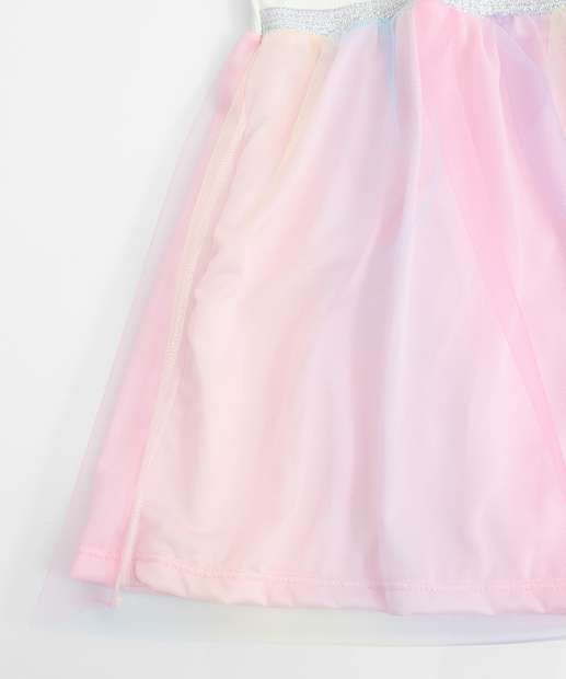 Vestido Infantil Tule Babado Marie Tam 1 a 3 Rosa