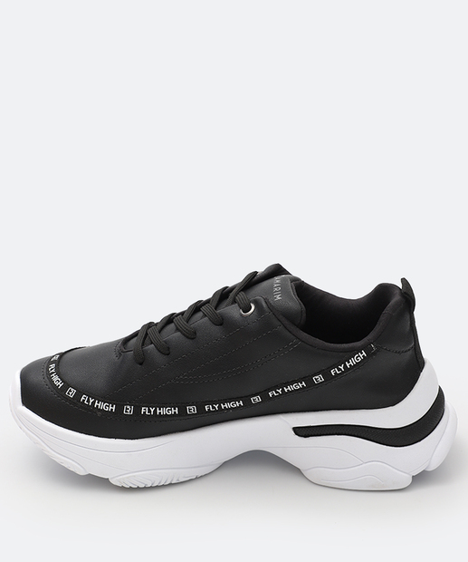 Tênis Feminino Casual Recorte Ramarim Preto