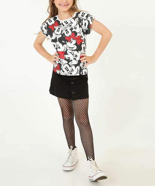 Camiseta Infantil Manga Curta Minnie Disney Tam 4 a 10