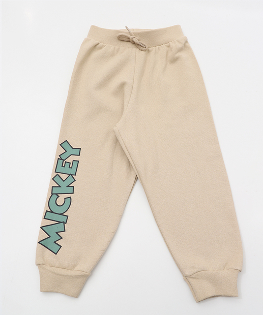 Image_Calça Infantil Jogger Moletom Mickey Tam 1 a 3 Bege