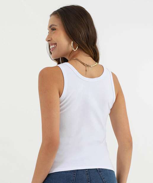 Blusa Regata Feminina Cotton Marisa Branco 