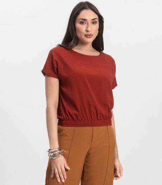 Blusa Feminina manga curta Infinita Cor Laranja