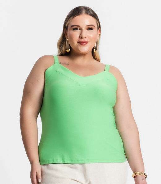 Blusa De Alça Feminina Plus Size Secret Glam Verde