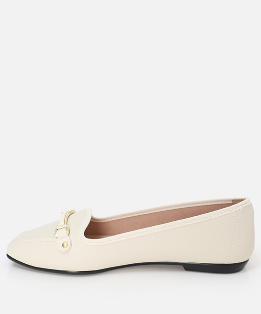 Sapatilha Feminina Bico Quadrado Moleca Off White