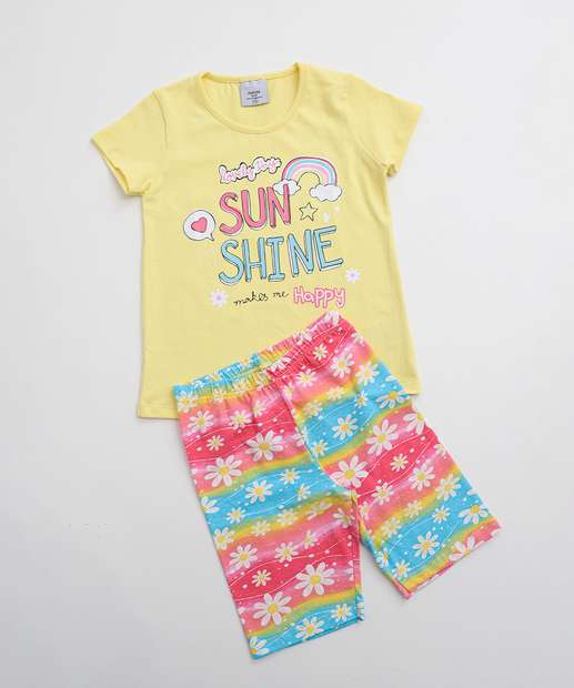Image_Conjunto Infantil Estampa Flores Marisa Tam 4 a 10 Amarelo