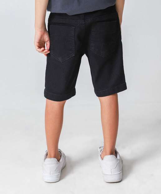 Bermuda Infantil Jeans Bolsos Tam 04 a 08 Preto