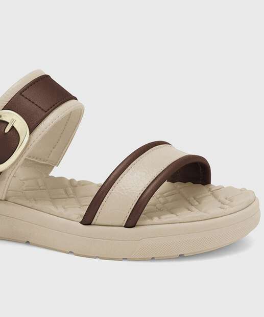 Sandália Feminina Flatform Tiras Comfortflex Bege