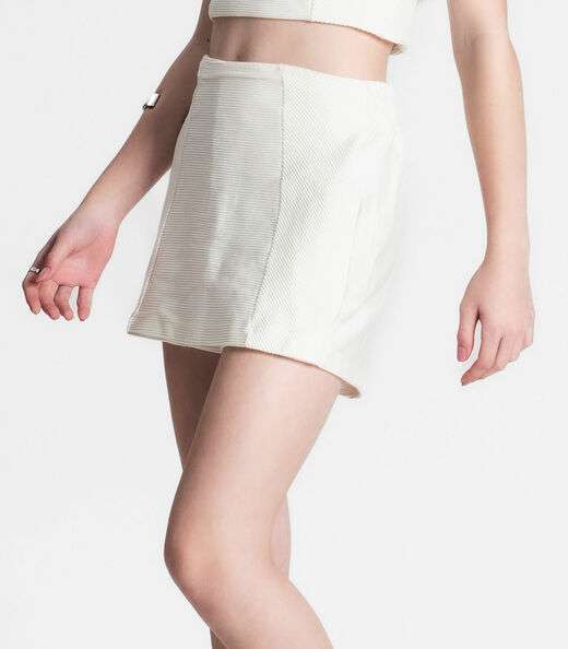 Conjunto Juvenil Cropped e Shorts Saia Minty Bege