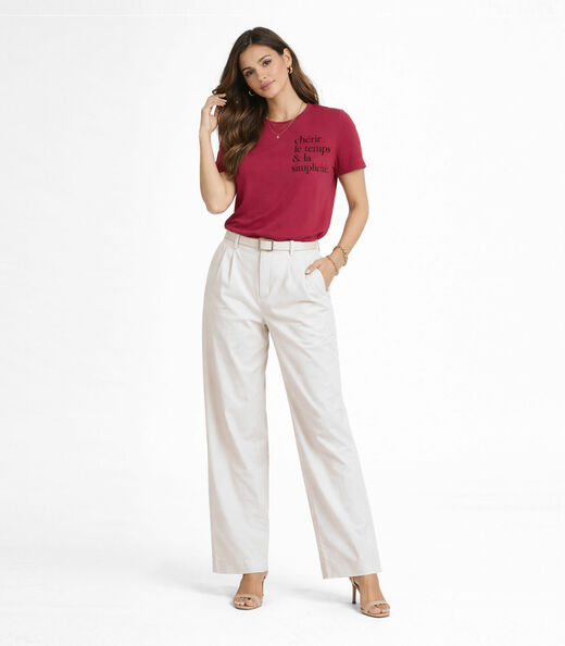 Blusa Feminina Manga Curta Infinita Cor Vermelho
