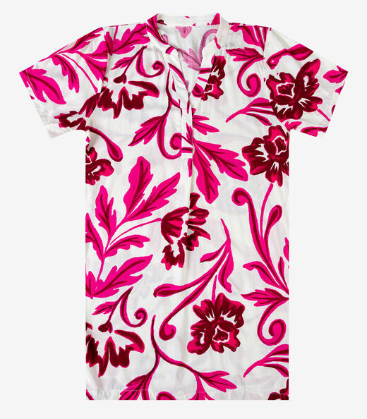 Vestido Curto Estampado Com Peitilho Infinita Cor Bege