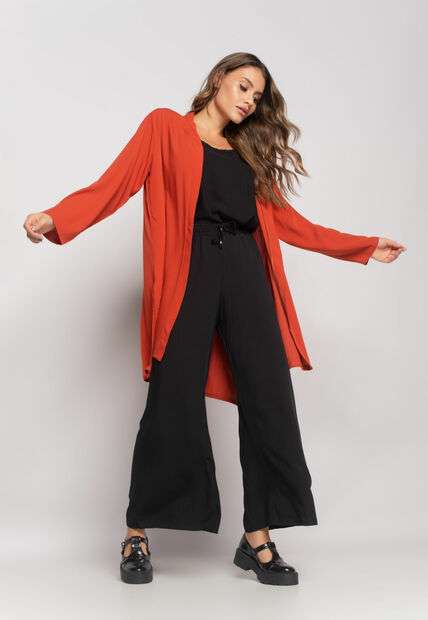 Kimono Manga Longa Viscolinho Telha Salvatore Fashion