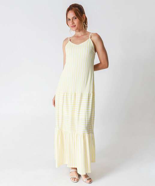 Image_Vestido Longo Feminino Listrado Marisa Amarelo