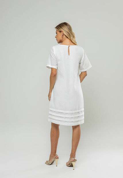 Vestido Curto Com Pregas Na Barra Branco Salvatore
