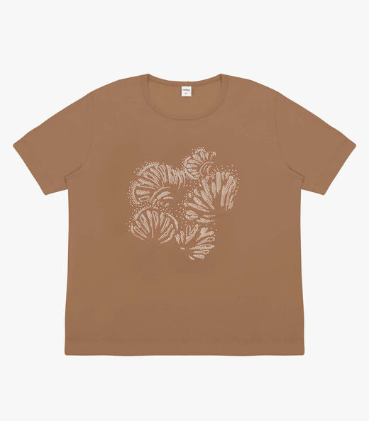 Blusa Feminina Visco Creponada Com Estampa Rovitex Marrom