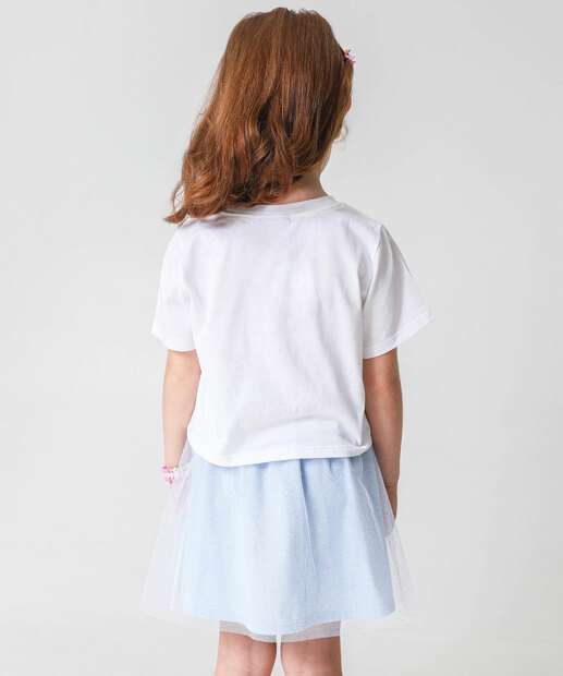 Conjunto Infantil Tule Flor Marisa Tam 4 a 10 Azul