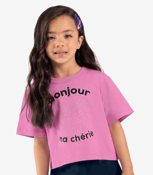 Conjunto Infantil Blusa Com Shorts Rosa