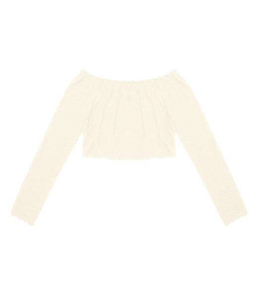 Blusa Juvenil Feminina Manga Longa Canelada Minty Bege