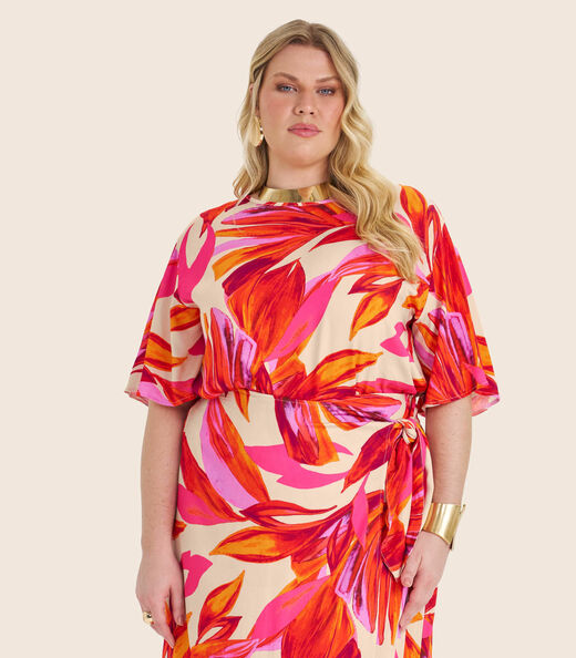 Blusa Feminina Manga Curta Plus Size Secret Glam Laranja