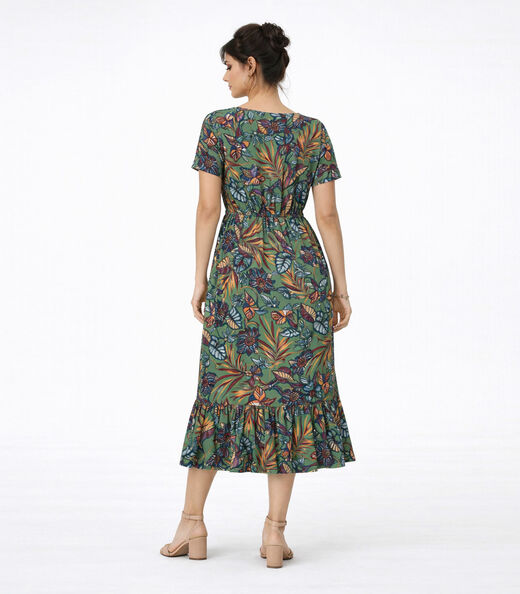 Vestido Midi Feminino Estampado Helanca Select Verde