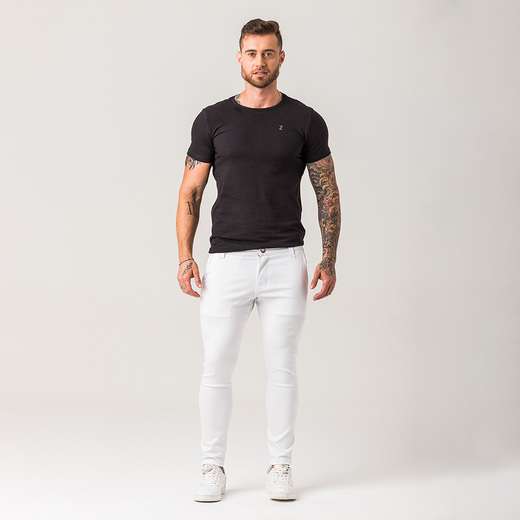 Image_Calça Chino Sarja Branca Masculina Zune