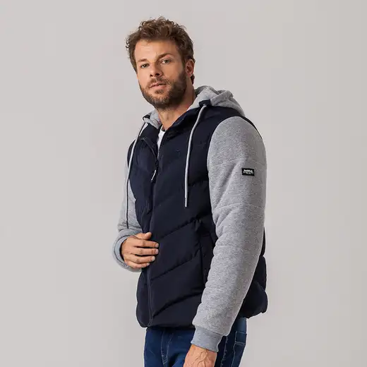 Jaqueta Puffer com Moletom Masculina Urban Rock e Soda