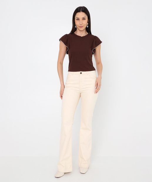 Blusa Feminina Babado Marisa Marrom