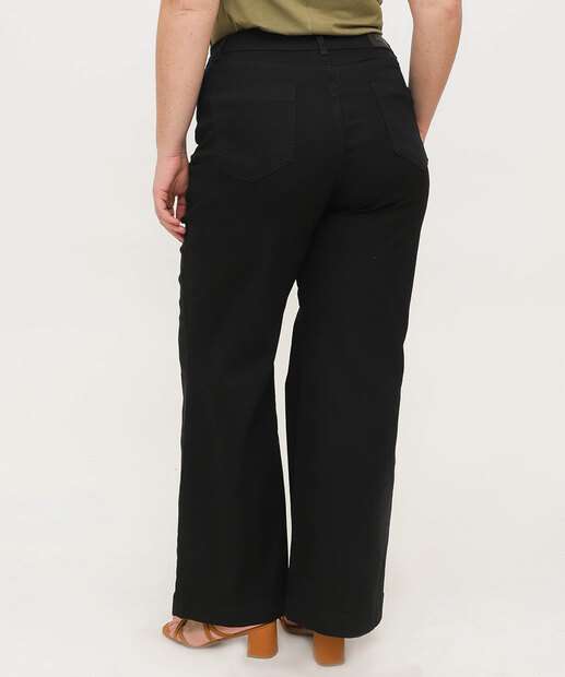 Calça Plus Size Feminina Sarja Wide Leg Sawary