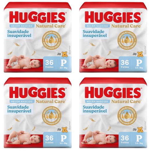 Image_Kit com 4 Unidades de Fralda Descartável Natural Care Recém Nascido P Huggies Pa