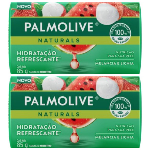 Image_Kit c/2 Sabonetes Palmolive Melância e Lichia 85g