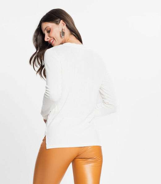 Blusa Feminina Com Abertura Lateral Rovitex Bege