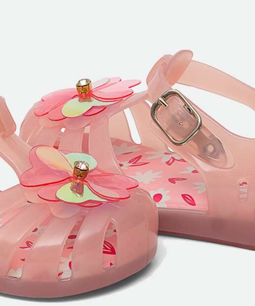 Sandália Infantil Flor Tiras Colorê