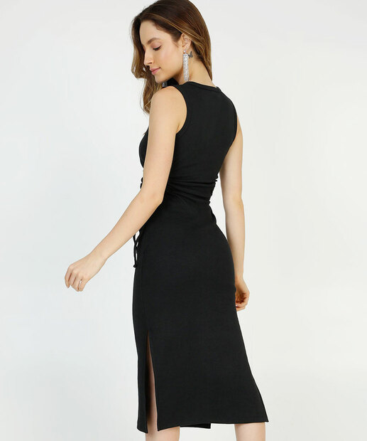 Vestido Feminino Cut Out Canelado Marisa