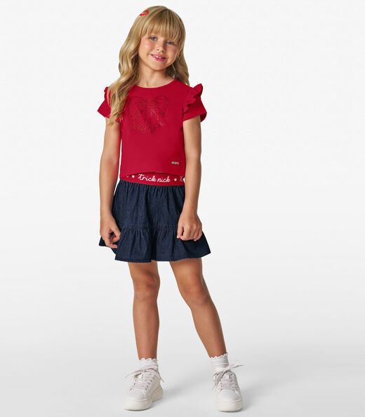 Conjunto Infantil Blusa Com Saia Trick Nick Vermelho