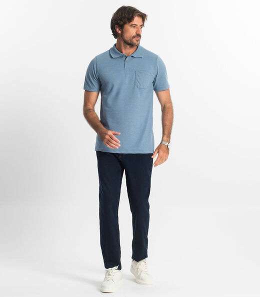 Polo Masculina Pique Diametro Azul
