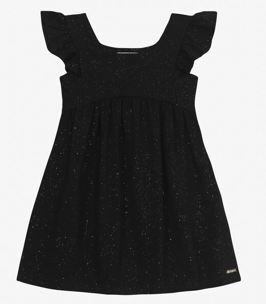 Vestido Infantil em Cotton Glitter Trick Nick Preto