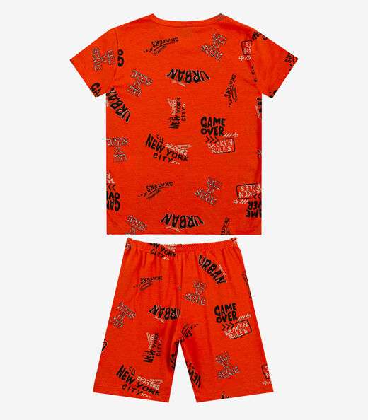 Pijama Infantil Camiseta e Bermuda Select Laranja