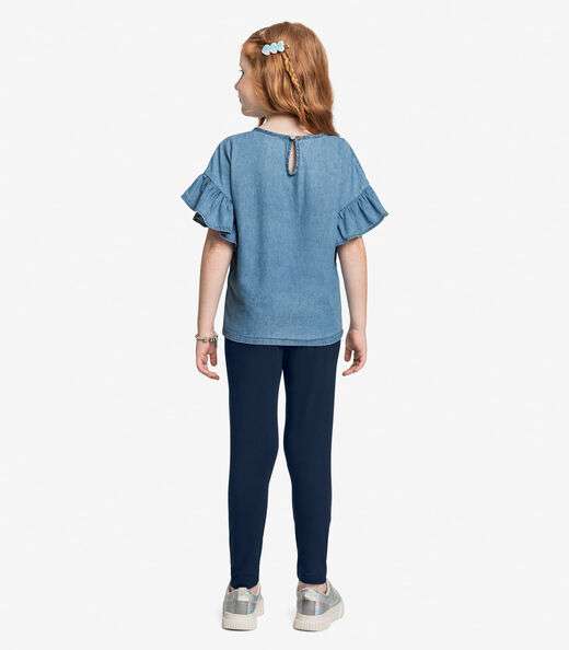 Conjunto Bata Light Denim Com Legging Trick Nick Azul
