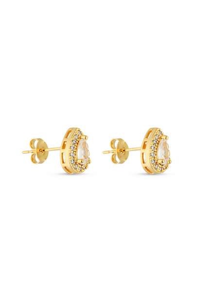 Dupla de Brincos Semijoia Gota Cristal com Zircônias  Banhadas a ouro 18k