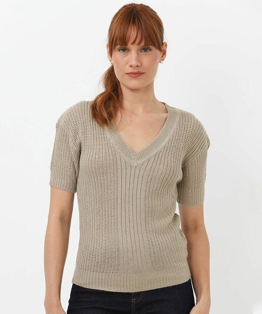 Image_Blusa Feminina Tricô Brilho Lurex Marisa Bege